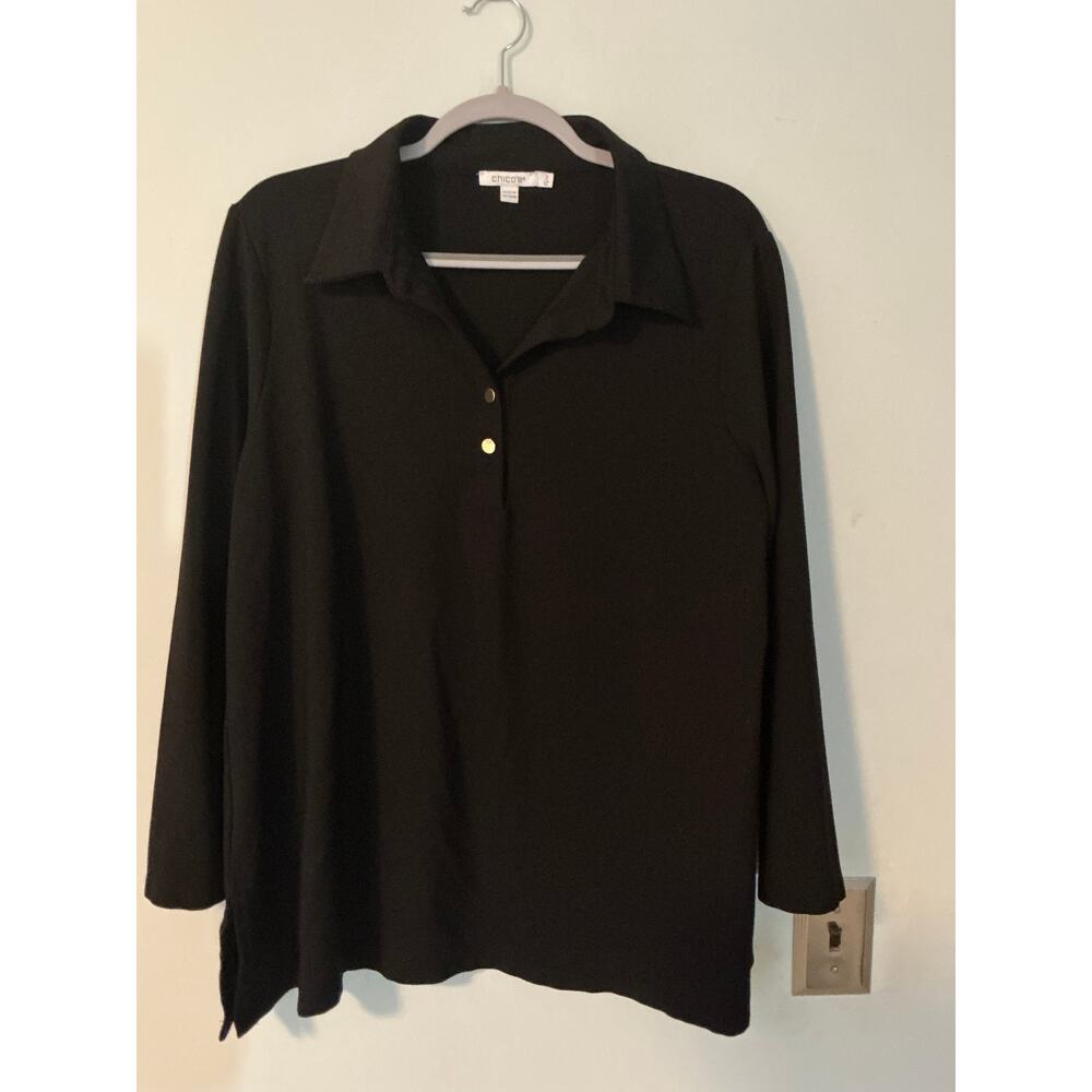 Chico's 3 (16) XL Black Ponte Tunic NWOT